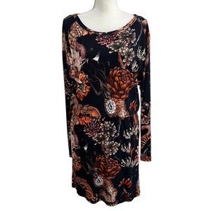 Just Cavalli Long Sleeve Printed Smocked Waist Dress